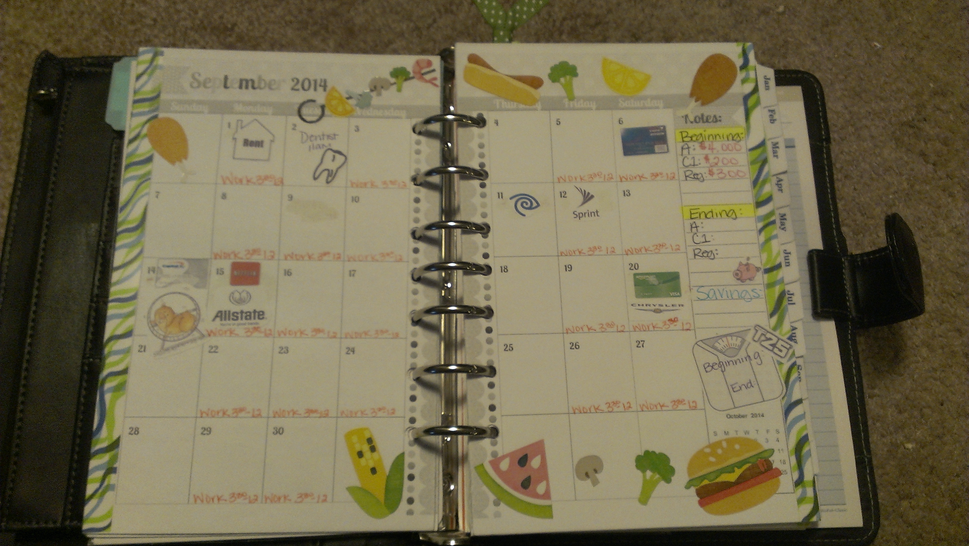 Theresa uses stickers she makes herself for her Franklin Covey Planner