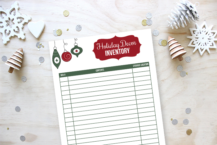 Free printable holiday decor inventory sheet  - keep all your holiday decorations organized!