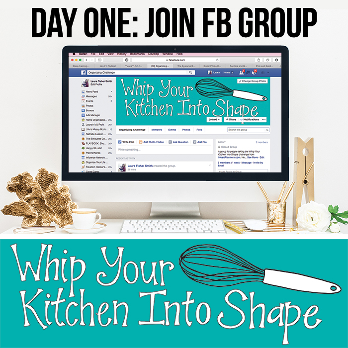  Whip your kitchen into shape challenge - follow along to get your kitchen organized, recipes all gathered up and organized, and your meal planning streamlined. Star the new year off right!
