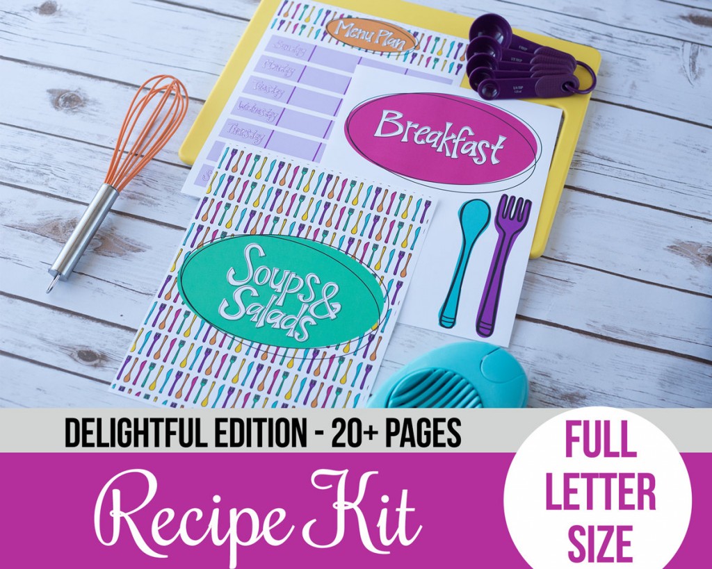 Complete recipe binder and kitchen organizing kit.