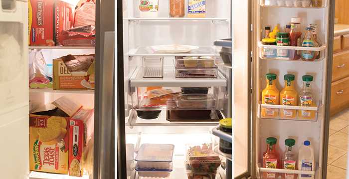 Organized refrigerator and freezer