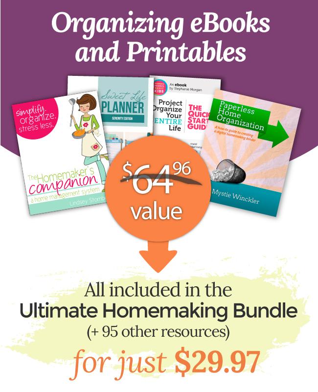 Organizing ebooks and printables included in a valuable bundle until Monday, April 27.