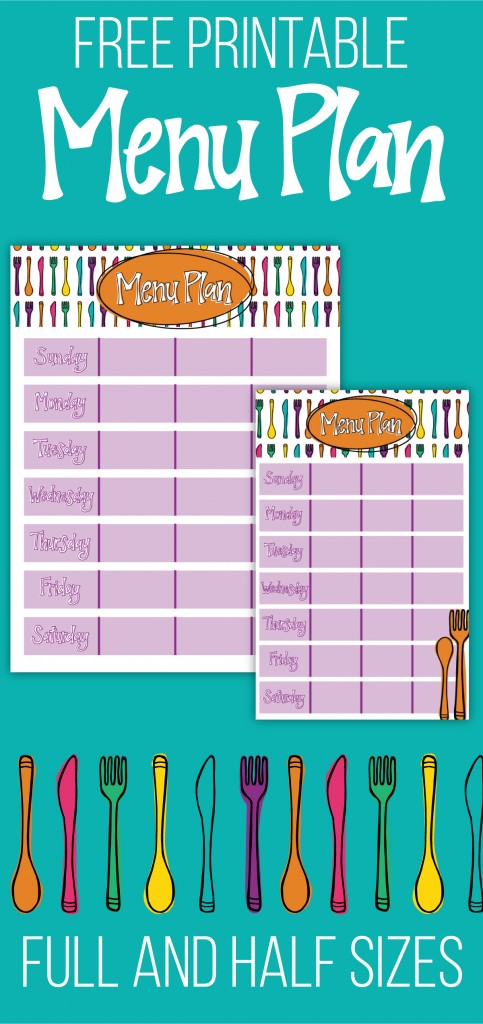 Free printable meal planner - available in both full size and half size.