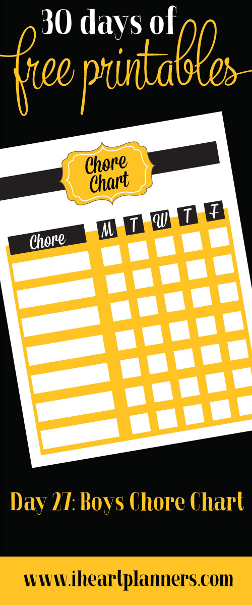 free printable: chore chart: black and gold
