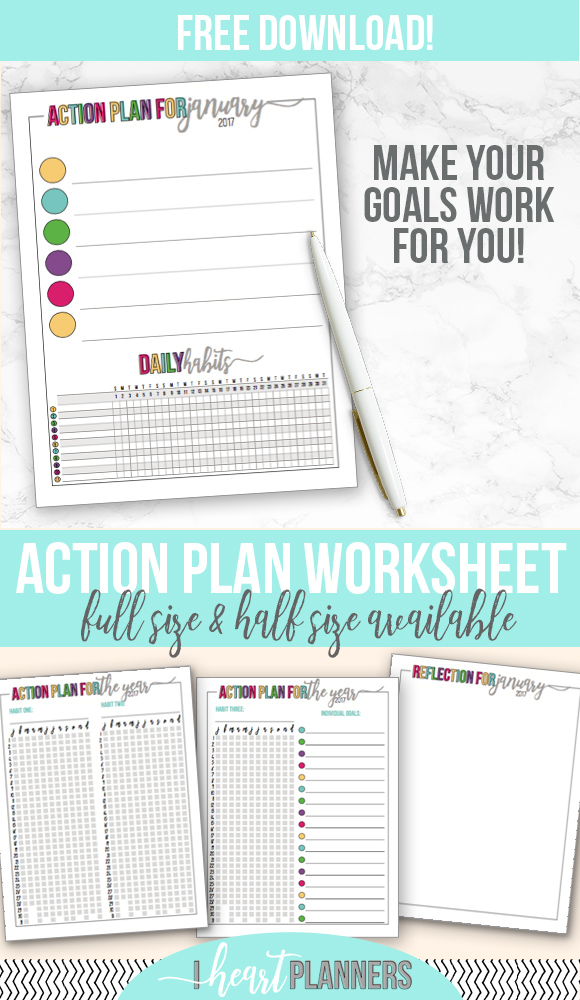 Now it’s time to put all our prep work into an action plan! This is the third and final part of the goal setting series. Free worksheet download available in full size and half size. - www.getorganizedhq.com