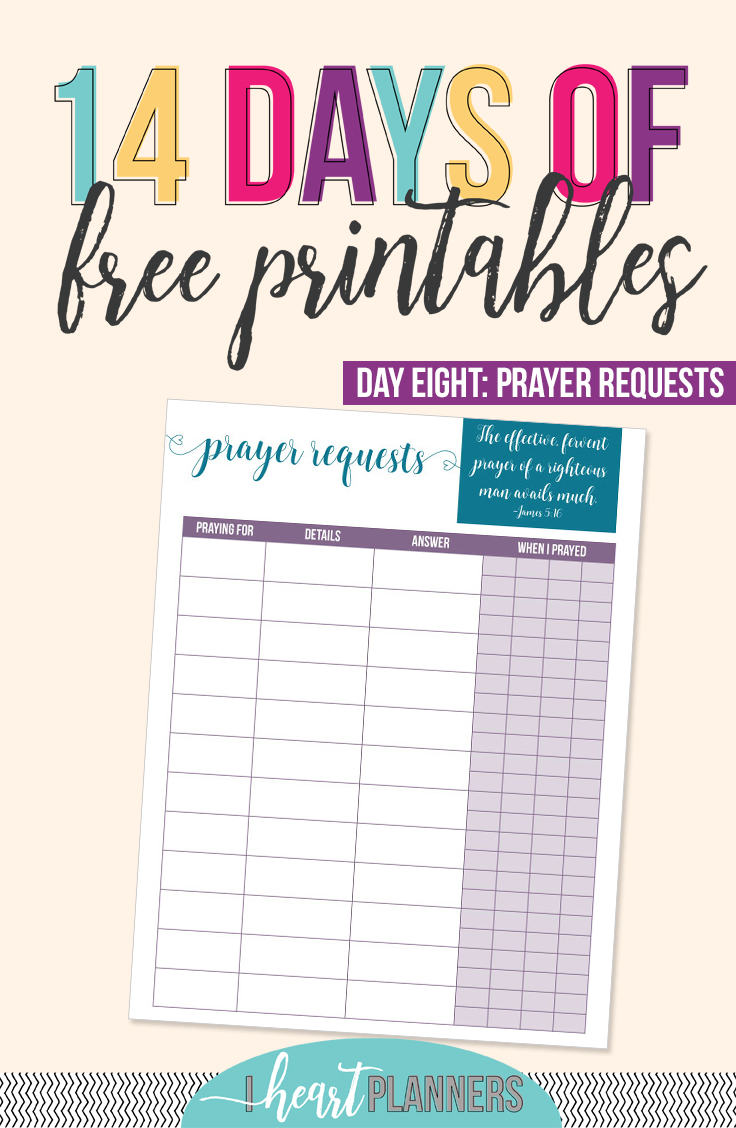 Free Printable | Prayer Printable | Prayer Request Tracker | Christian Printable