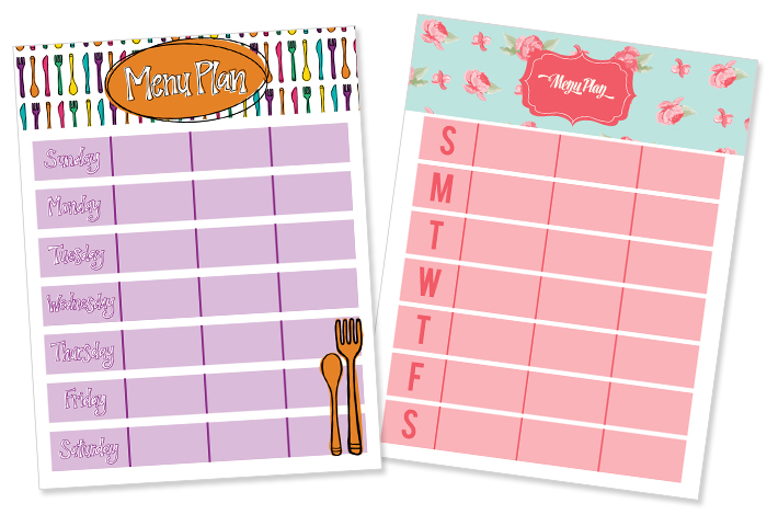 Save time by printing, filling out and sticking to a meal plan. Printables available from getorganizedhq.com