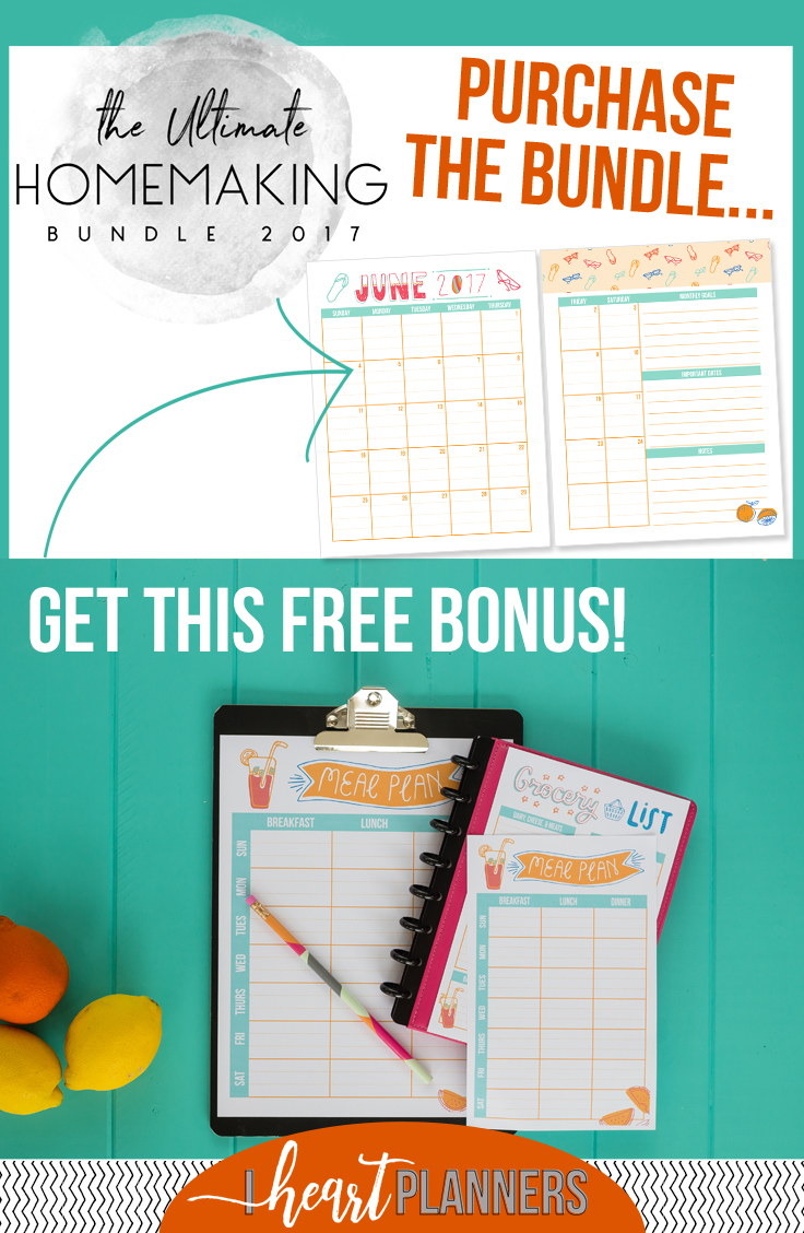 2017 Ultimate Homemaking Bundle - I Heart Planner Bonus! - June Printables Kit