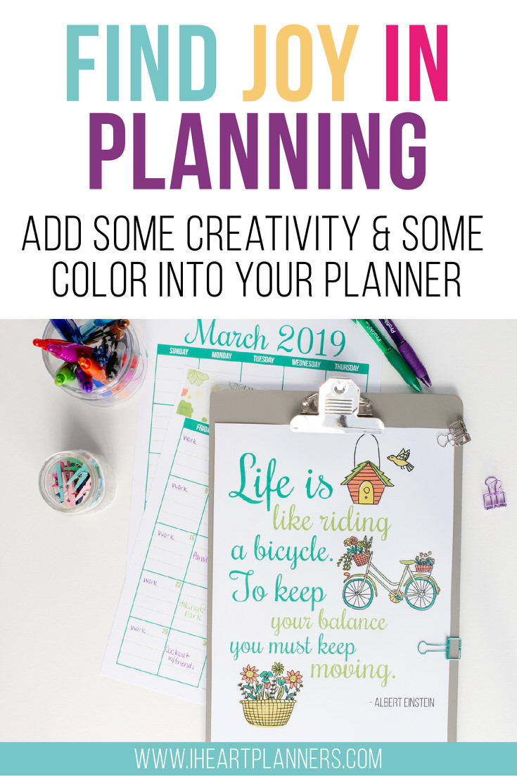 Free planner printables every month! Check out our coloring page. Let it remind you that this planner is yours and yours alone. So if you like a pop of creativity and color here and there, then snatch up this page and take 10 minutes to color it in.